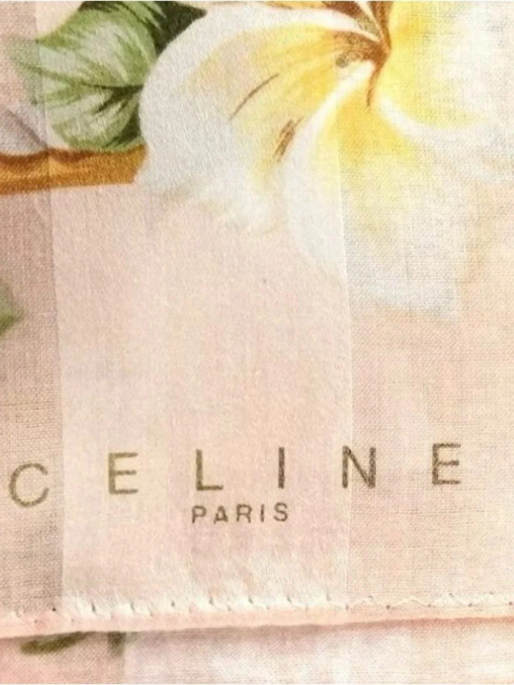 EUC Celine Paris Vintage Handkerchief White Plumeria - Coin and Ring